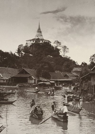 忙しい運河を見下ろすゴールデンマウント、1890年 作： Robert Lenz